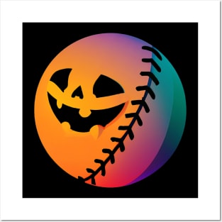 Halloween Baseball Retro Colorful Posters and Art